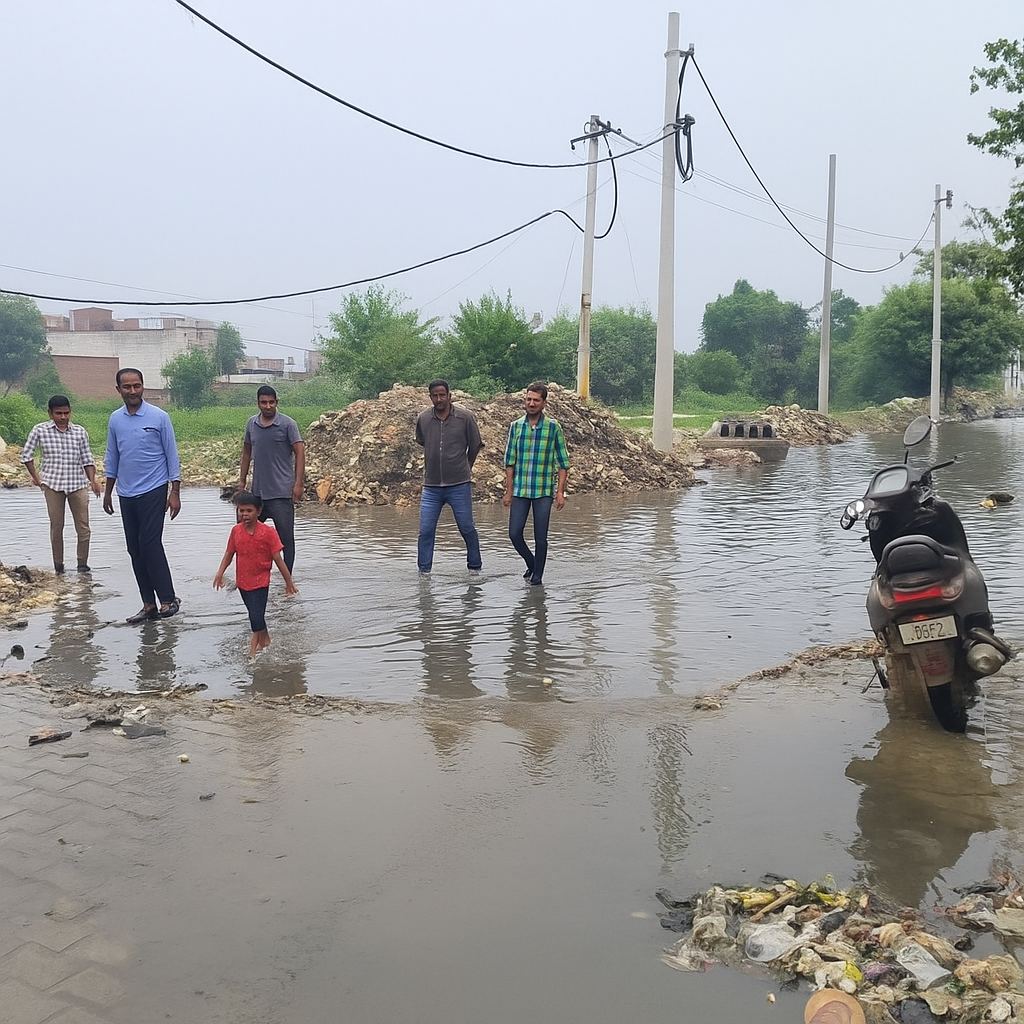 Contaminated Water Floods Kundli Streets After Drain Overflow